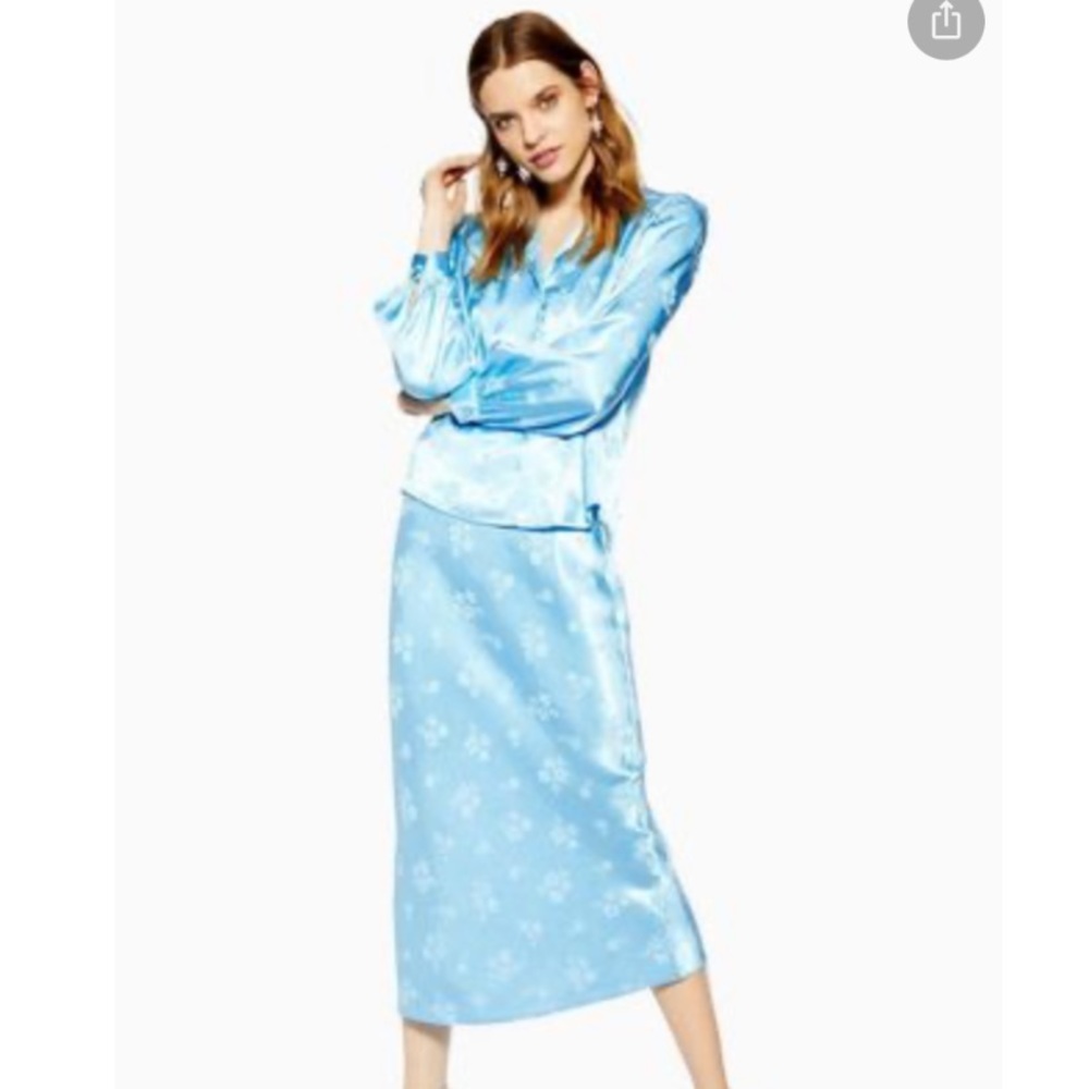 Floral Jacquard Satin Slip Skirt - Topshop - US 4